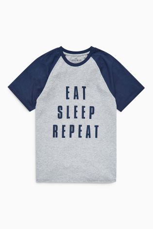 Grey/Navy Eat Sleep Repeat Jersey Set